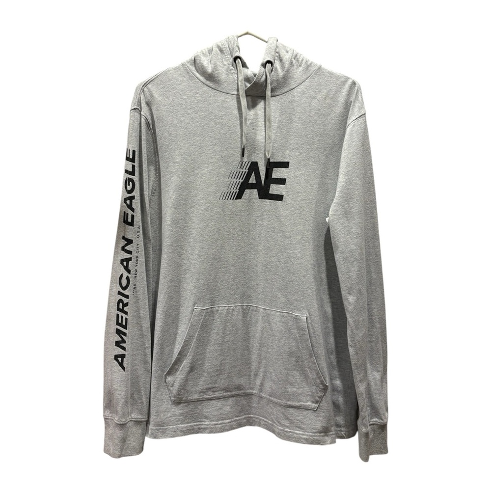 American Eagle Outfitters Light Gray Hoodie with Black Accents